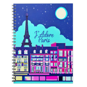 J'adore Paris - Fantasy Paris Under a Full Moon   Notebook