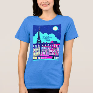 J'adore Paris - Fantasy Paris Under a Full Moon   Tri-Blend Shirt