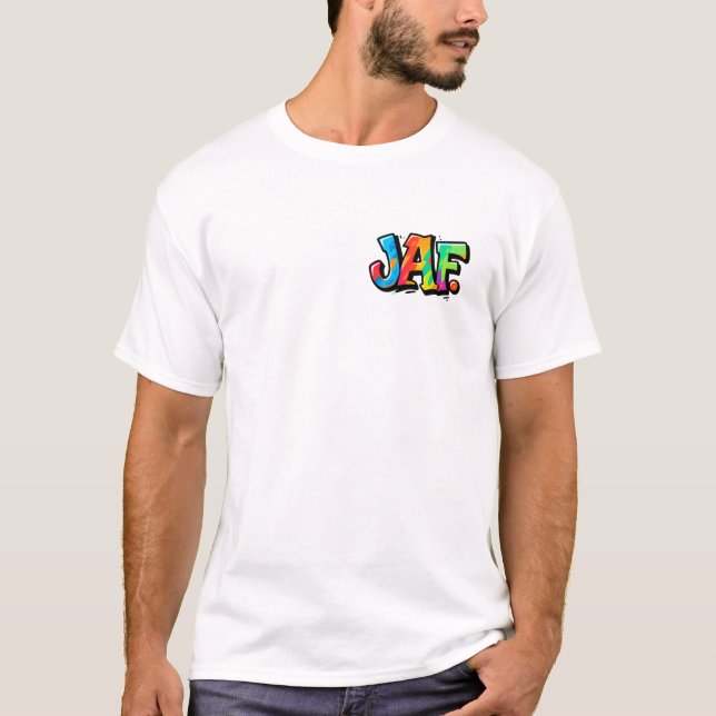 JAF graffiti style - colourful urban art typograph T-Shirt (Front)
