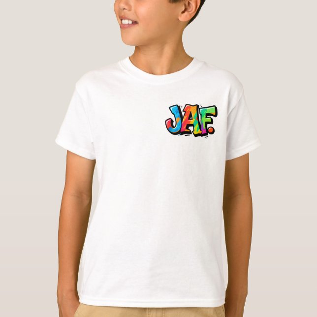 JAF graffiti style - colourful urban art typograph T-Shirt (Front)