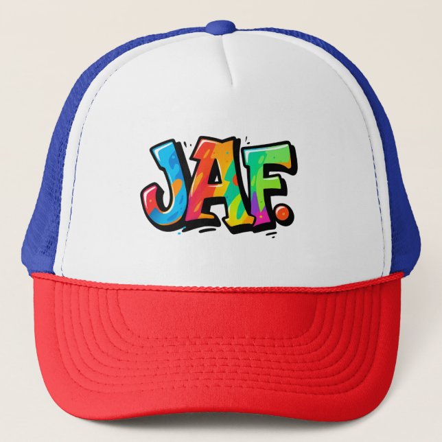 JAF graffiti style - colourful urban art typograph Trucker Hat (Front)