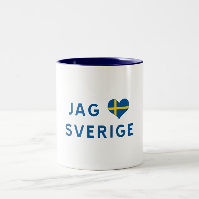 Jag älskar Sverige - I love Sweden Two-Tone Coffee Mug (Center)