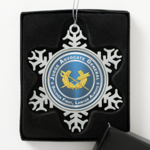 JAG judge Advocate General Snowflake Pewter Christmas Ornament