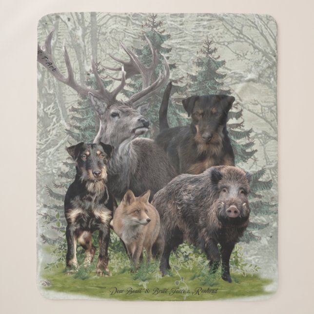 Jagdterrier Sticker Outdoor Pillow Fleece Blanket (Front)