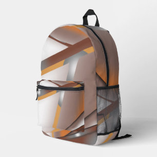 Jagged Edge Concentric Earth Tone Ombre Art Printed Backpack