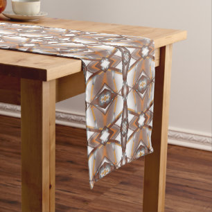 Jagged Edge Concentric Earth Tone Ombre Art Short Table Runner