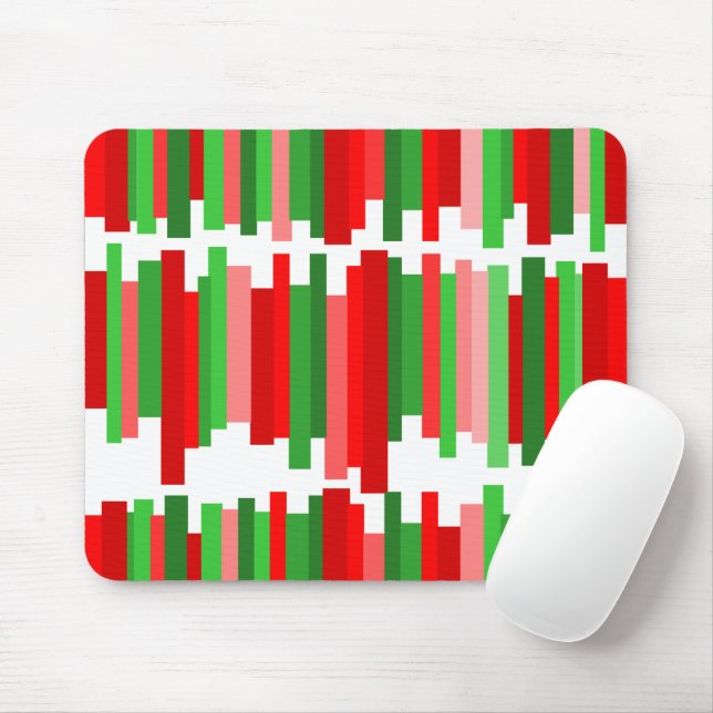 Jagged Lines – Red and Green   Mouse Pad (With Mouse)