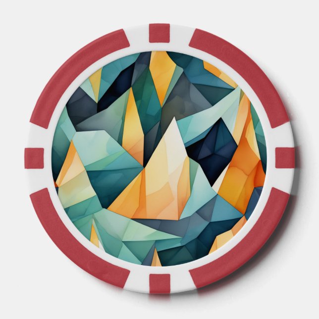 Jagged Shapes Abstract Poker Chips (Front)