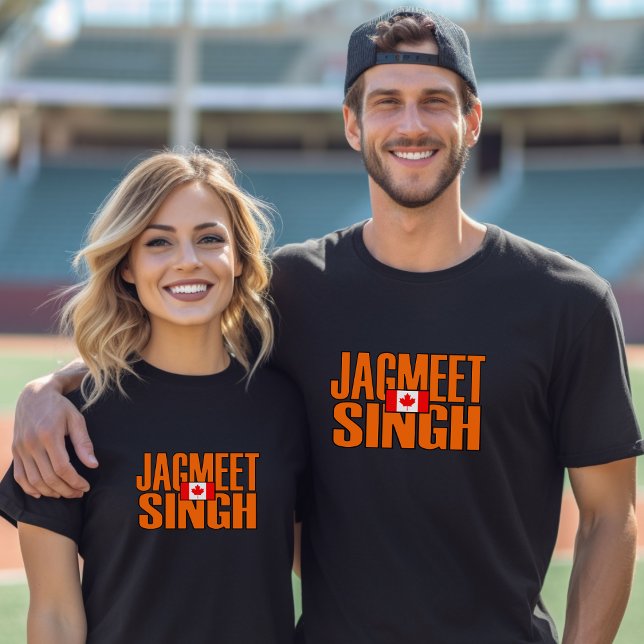 Jagmeet Singh Orange Block Text Canadian Flag T-Shirt (Creator Uploaded)