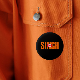 Jagmeet Singh Orange Bold Text Canadian Flag 6 Cm Round Badge