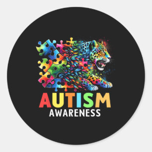 Jaguar Autism Awareness Month Autistic  Classic Round Sticker