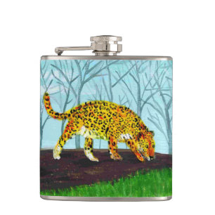Jaguar Big Cat Wild Animal Art Hip Flask