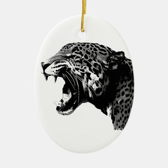 Jaguar Ceramic Tree Decoration (Front)