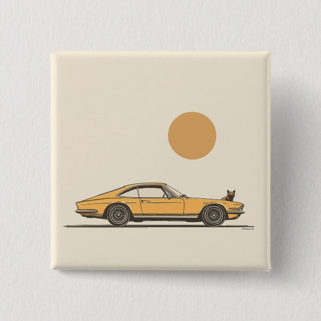 Jaguar classic car 15 cm square badge (Front)