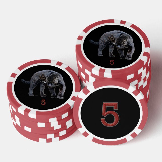 Jaguar Diablo black red 5 striped poker chip (Stack)