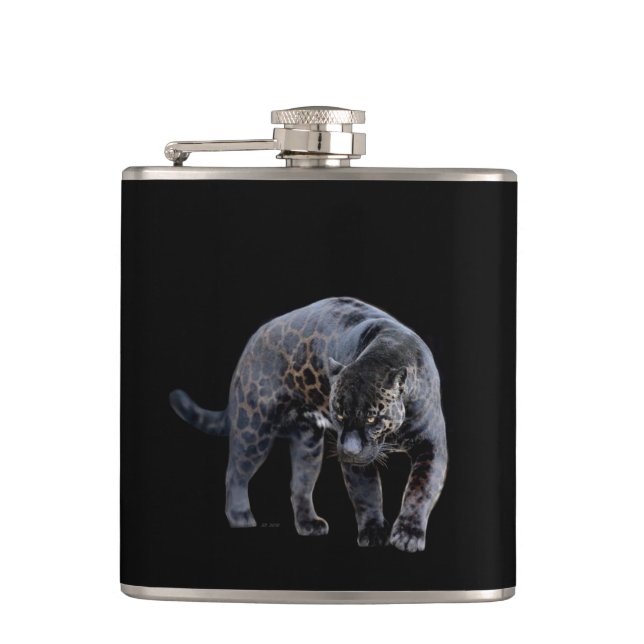 Jaguar Diablo black wrapped flask (Front)