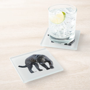 Jaguar Diablo clear glass coaster