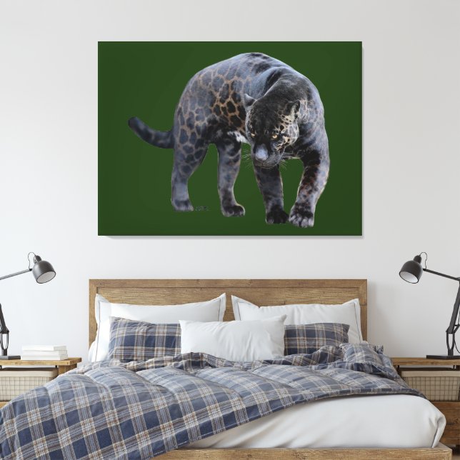 Jaguar Diablo green canvas print (Insitu(Bedroom))