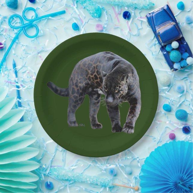 Jaguar Diablo green large paper plates (Party)