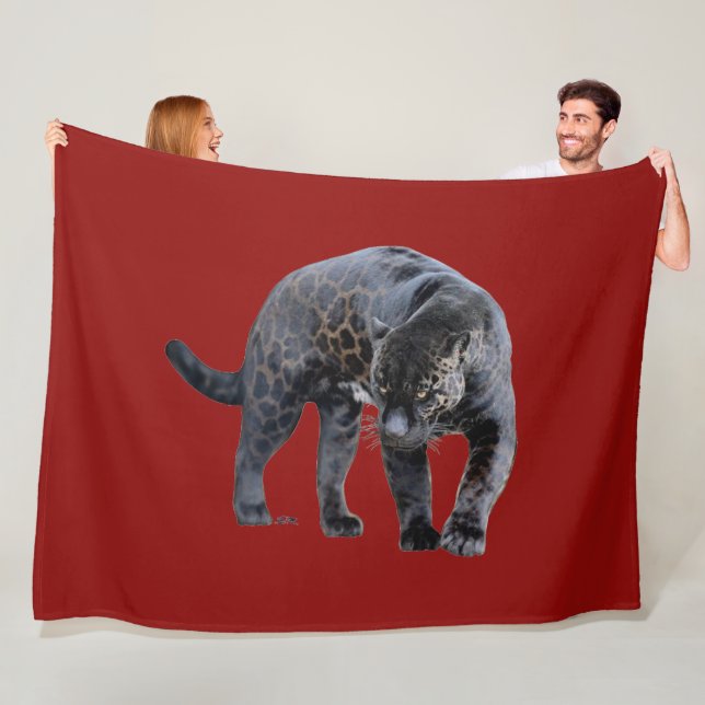 Jaguar Diablo red fleece blanket (In Situ)