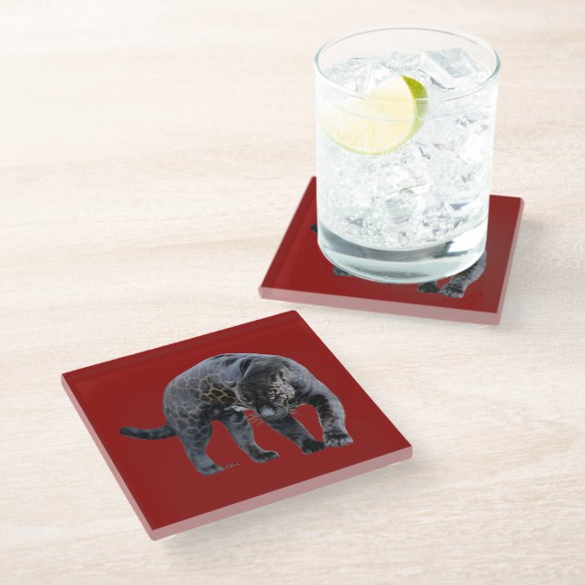 Jaguar Diablo red glass coaster (Angled)