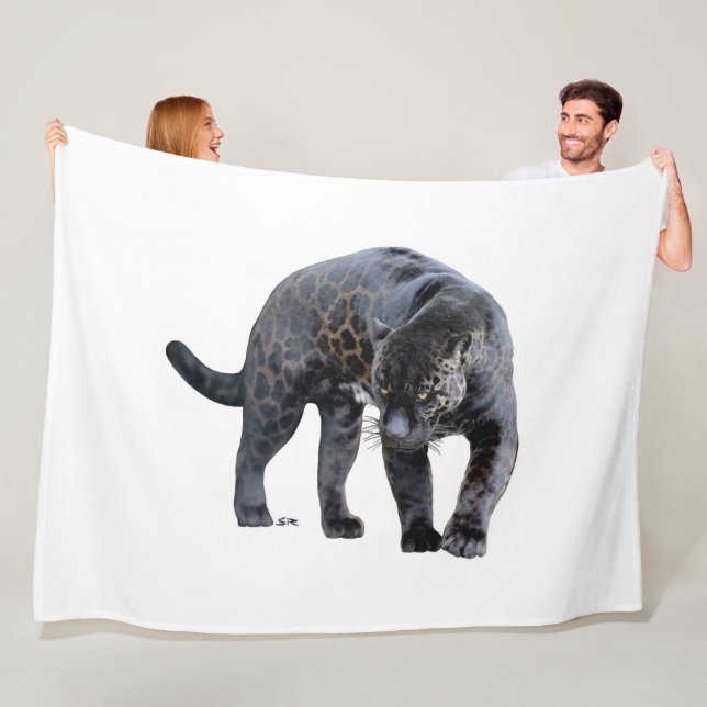 Jaguar Diablo white fleece blanket (In Situ)