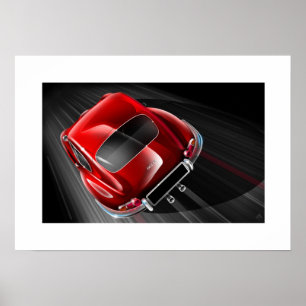 Jaguar E-Type coupe Red Poster