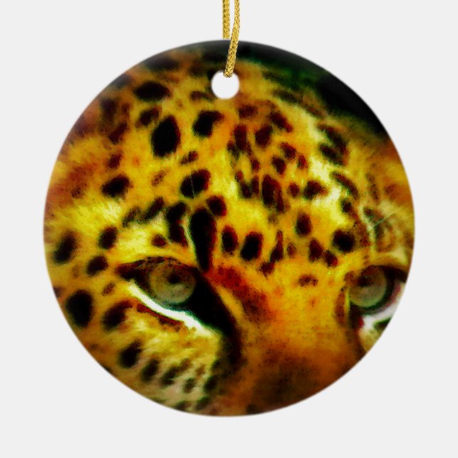 Jaguar Eyes Ceramic Tree Decoration (Front)