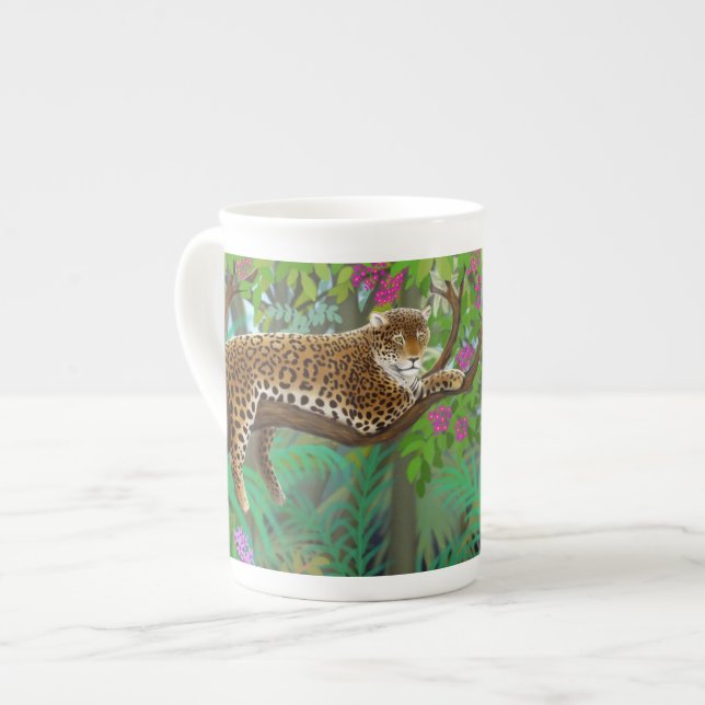 Jaguar in Central American Jungle Bone China Mug (Front Left)