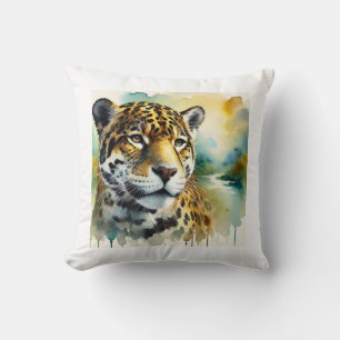 Jaguar in Harmony 010924AREF104 - Watercolor Cushion