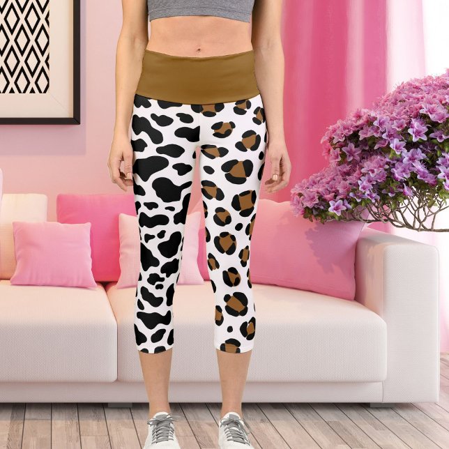 Jaguar Leopard Big Cat Pattern Spots Print Animal Capri Leggings (Creator Uploaded)
