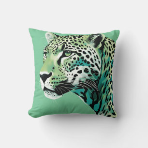 Jaguar Leopard Big Cat Teal Colours Cushion