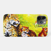 Jaguar Mum and Cubs Relaxing in Jungle. Buy Now