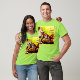 Jaguar Mum and Cubs Relaxing in Jungle. Buy Now T-Shirt