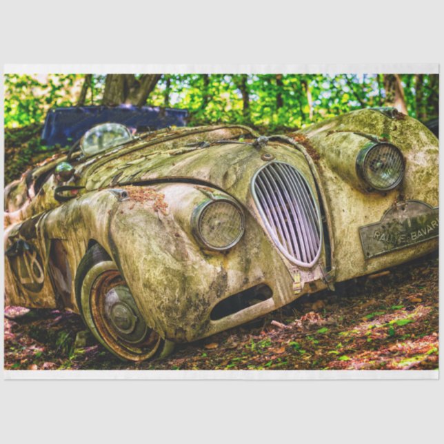 Jaguar Old Car Vintage 20x30  Decoupage Tissue Paper (Front)