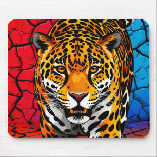 Jaguar on Cracked Earth Backgroun Mouse Pad