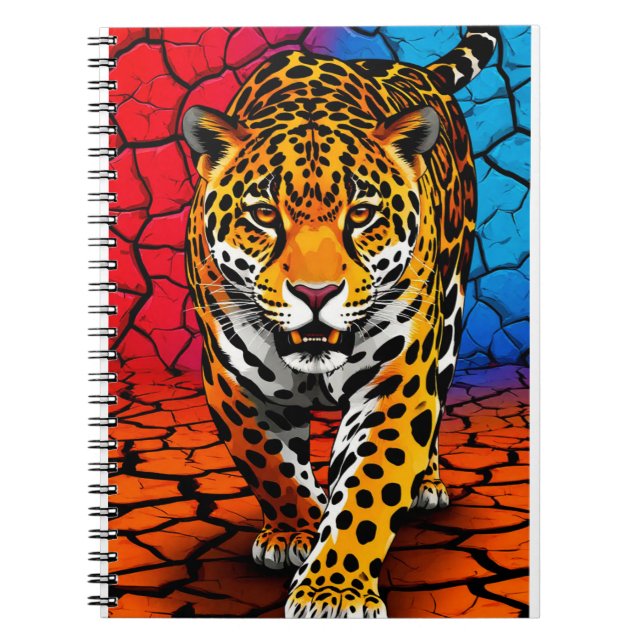Jaguar on Cracked Earth Backgroun Notebook (Front)