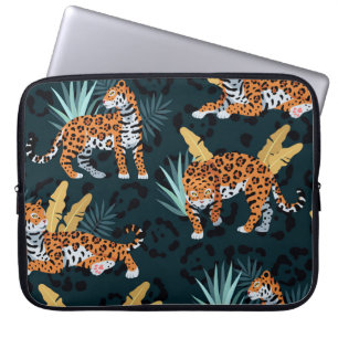 Jaguar Palms Seamless Vintage Pattern Laptop Sleeve