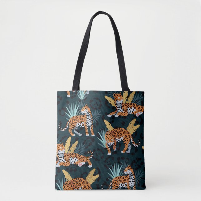 Jaguar Palms Seamless Vintage Pattern Tote Bag (Front)
