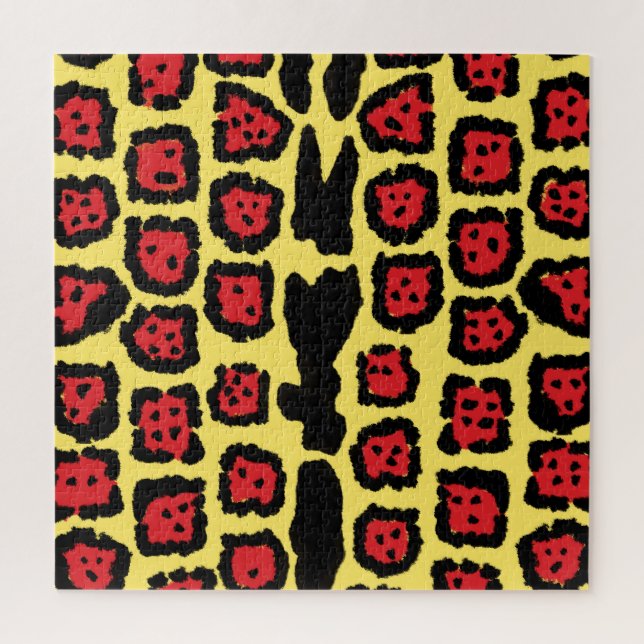 Jaguar Pattern in Blood Orange on Lemon Curd Jigsaw Puzzle (Vertical)