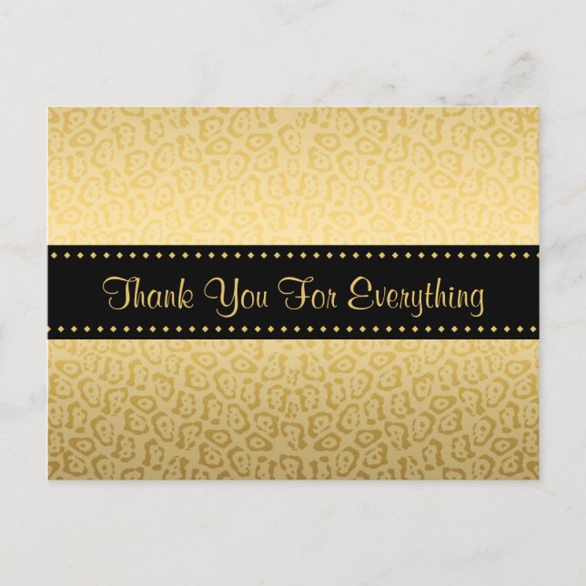 Jaguar Pattern Luxury Black and Gold Animal Print Postcard (Front)