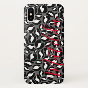 Jaguar Pattern Print Black White Personalised Name Case-Mate iPhone Case