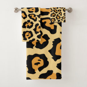 jaguar print bath towel set