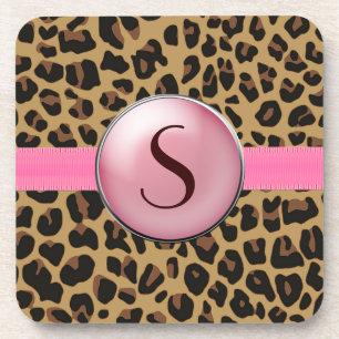 Jaguar Print Monogram Coaster