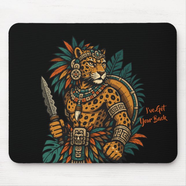 Jaguar Tribal Warrior Vintage Mouse Pad (Front)