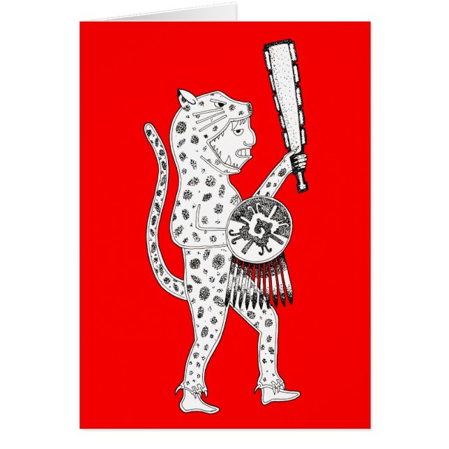 Jaguar Warrior Card (white on red) (Front)