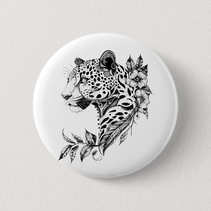 Jaguar Wild Animal Nature Illustration Art Tattoo 6 Cm Round Badge