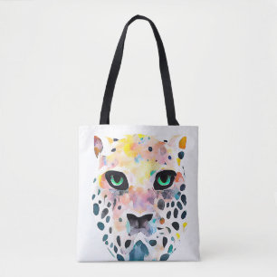 Jaguar Wild Animal Nature Watercolor Art Painting Tote Bag