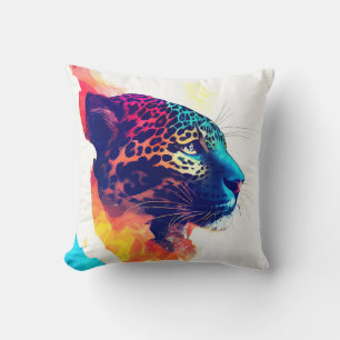 Jaguar Wild Nature Animal Color Art Painting Cushion