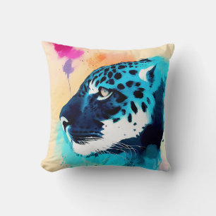 Jaguar Wild Nature Animal Color Art Painting Cushion
